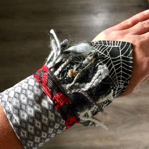 Handmade gothic witchy textile art bracelet